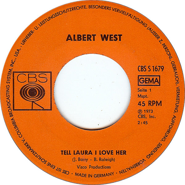Albert West : Tell Laura I Love Her (7", Single)