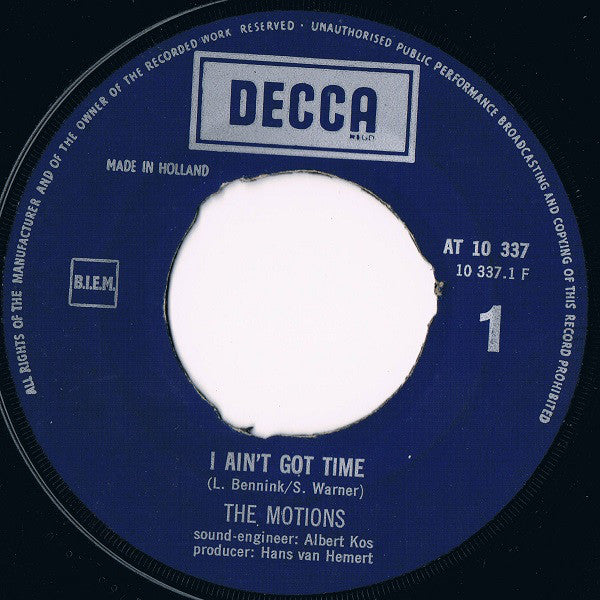 The Motions : I Ain't Got Time / Fantasy Club (7", Single)