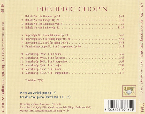 Frédéric Chopin, Pieter van Winkel : Ballades/Impromptus (CD)