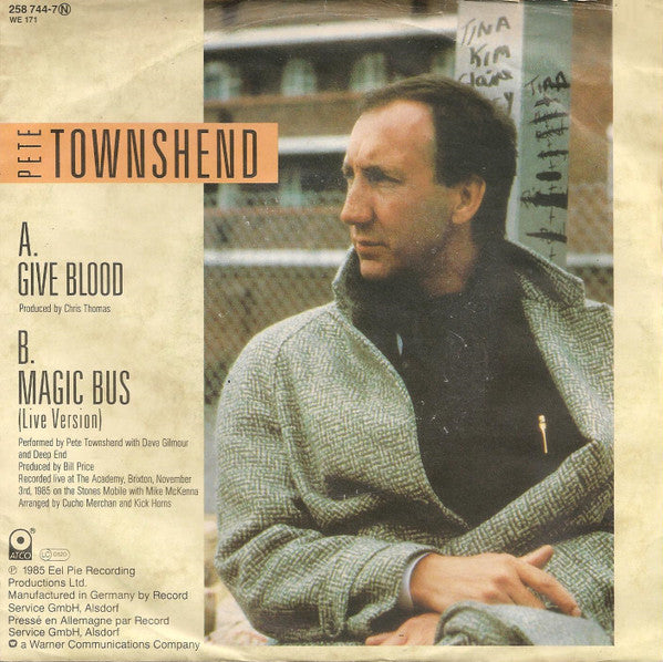 Pete Townshend : Give Blood (7", Single)