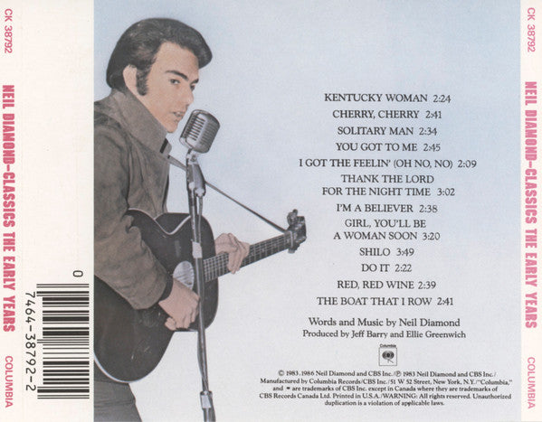 Neil Diamond : Classics The Early Years (CD, Comp, RP)