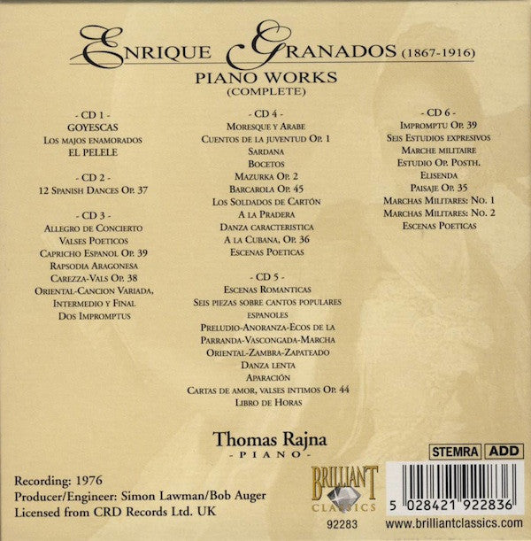 Enrique Granados - Thomas Rajna : Piano Works (Complete) (6xCD + Box, Comp)