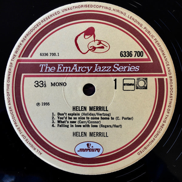 Helen Merrill : Helen Merrill (LP, Album, Mono, RE)