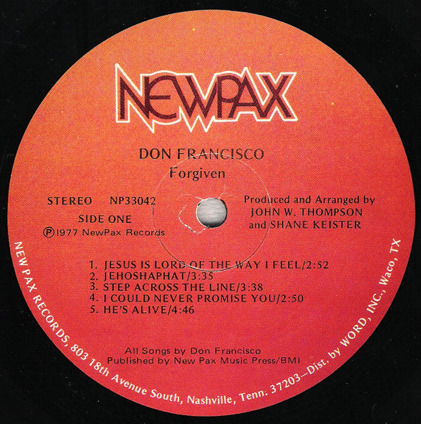 Don Francisco (2) : Forgiven (LP, Album)
