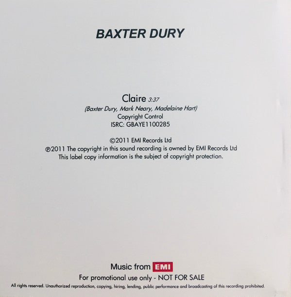 Baxter Dury : Claire (CDr, Single, Promo)