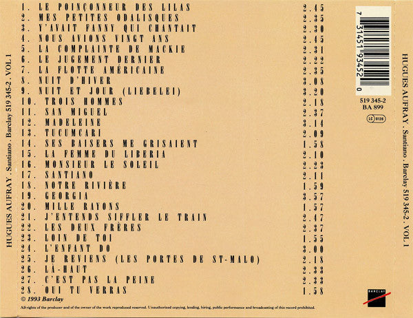 Hugues Aufray : Santiano - Volume 1 - Versions Originales (CD, Comp)