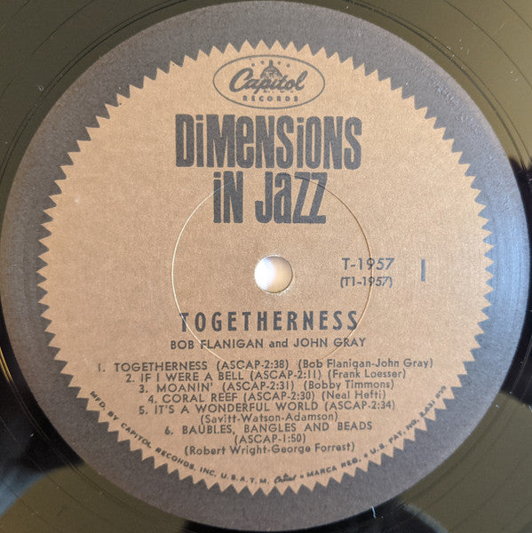 Bob Flanigan / John Gray (2) : Togetherness (LP, Album, Mono, Scr)