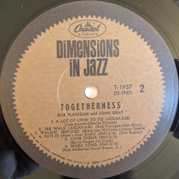 Bob Flanigan / John Gray (2) : Togetherness (LP, Album, Mono, Scr)