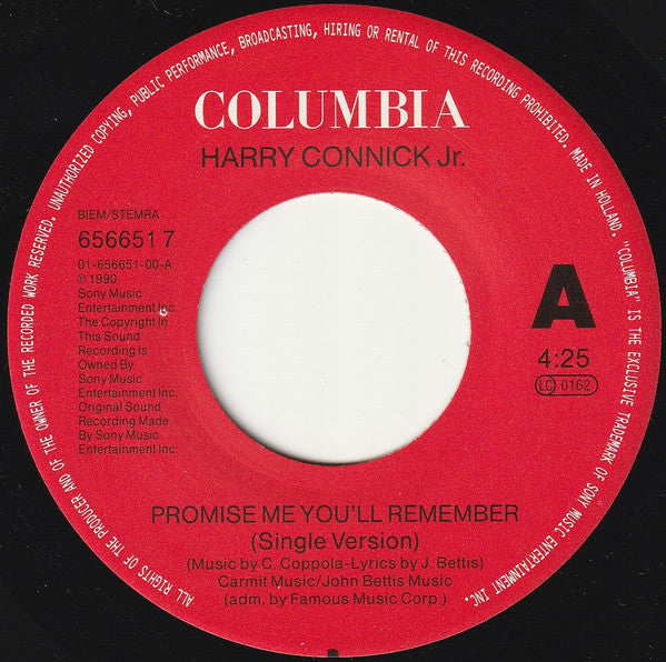 Harry Connick, Jr. : Promise Me You'll Remember (7", Single)