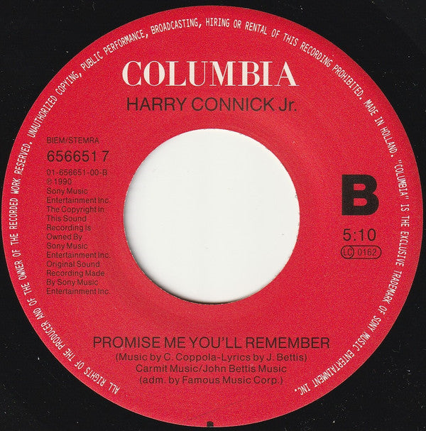 Harry Connick, Jr. : Promise Me You'll Remember (7", Single)