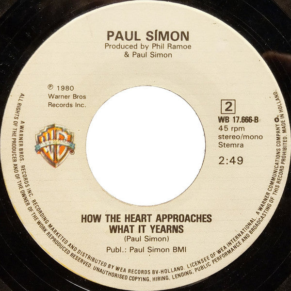 Paul Simon : Late In The Evening (7", Single)