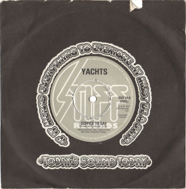 Yachts : Suffice To Say (7", Kno)