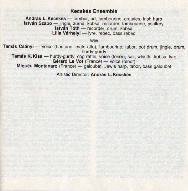 Gaucelm Faidit : Kecskés Ensemble, András Kecskés : Songs. Troubadour Music From The 12th-13th Centuries (CD)