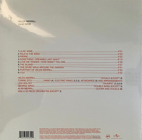 Helen Merrill : Lilac Wine (LP, Album)