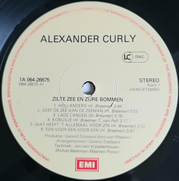 Alexander Curly : Zilte Zee En Zure Bommen (LP, Album)