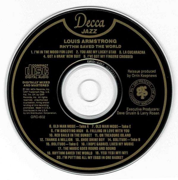 Louis Armstrong And His Orchestra, Louis Armstrong : Rhythm Saved The World (CD, Album, Comp, RE, RM)