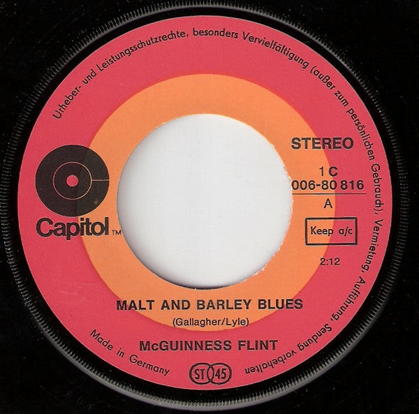 McGuinness Flint : Malt And Barley Blues (7", Single)