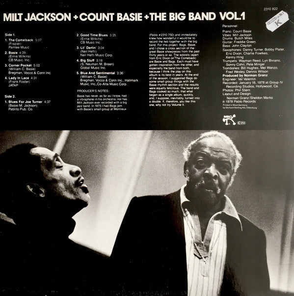 Milt Jackson + Count Basie Big Band : Milt Jackson + Count Basie + The Big Band Vol. 1 (LP)
