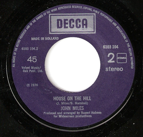 John Miles : Remember Yesterday / House On The Hill (7", Single)