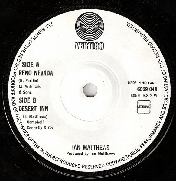 Iain Matthews : Reno Nevada / Desert Inn (7", Single)
