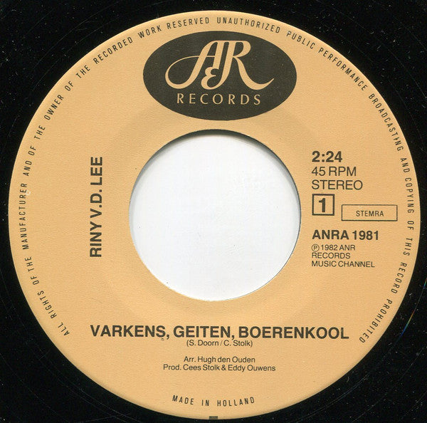 Riny Van Der Lee : Varkens, Geiten, Boerenkool (7", Single)