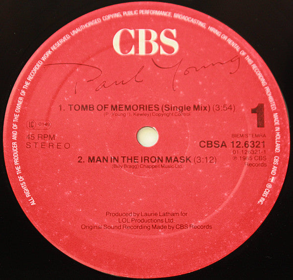 Paul Young : Tomb Of Memories (12", Maxi)