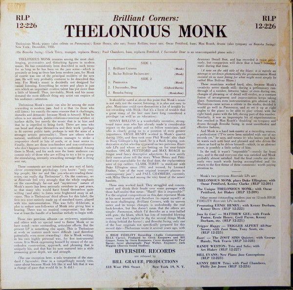 Thelonious Monk : Brilliant Corners (LP, Album, Mono, RP)