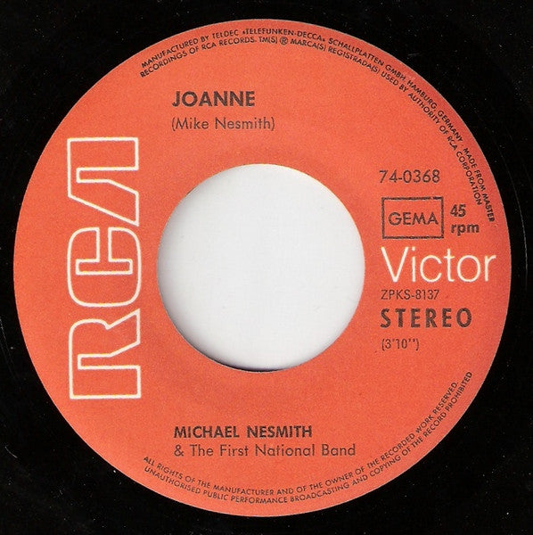 Michael Nesmith & The First National Band : Joanne (7", Single)