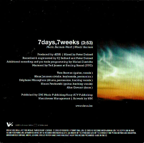 dEUS : 7 Days, 7 Weeks (CD, Single, Promo)