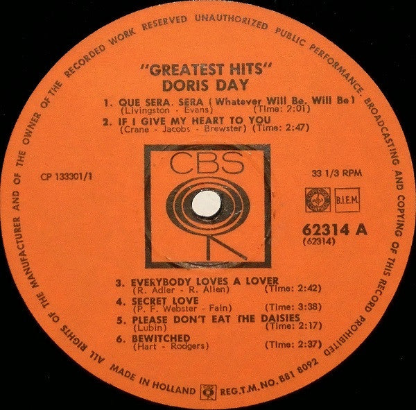 Doris Day : Doris Day's Greatest Hits (LP, Comp)