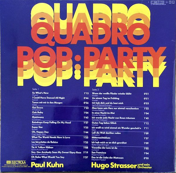Paul Kuhn - Hugo Strasser Und Sein Tanzorchester : Quadro Pop Party (LP, Album, Quad)