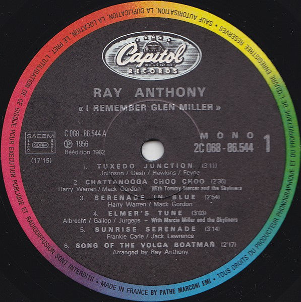 Ray Anthony : I Remember Glenn Miller (LP, Album, Mono, RE)