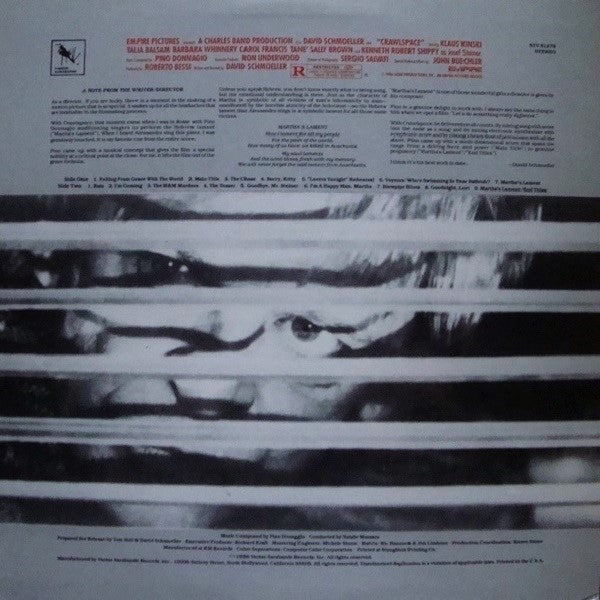 Pino Donaggio : Crawlspace (Original Motion Picture Soundtrack) (LP)