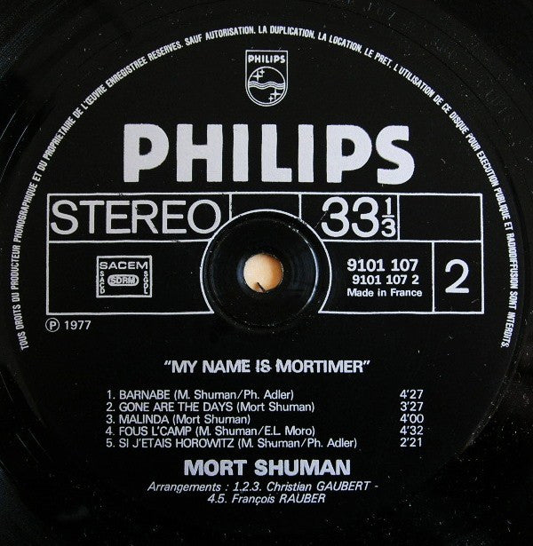 Mort Shuman : My Name Is Mortimer (LP, Album)