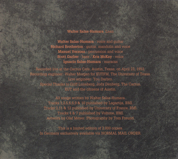 Walter Salas-Humara : Lean (CD, Album, Ltd)