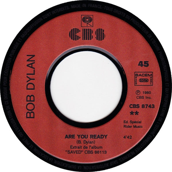 Bob Dylan : Saved (7", Single)