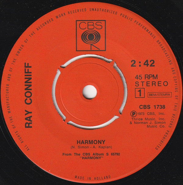 Ray Conniff : Harmony (7", Single)