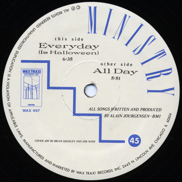 Ministry : All Day / Everyday (Is Halloween) (12", Single, Blu)