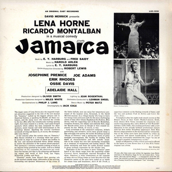 Harold Arlen, E.Y. Harburg - Lena Horne, Ricardo Montalban : Jamaica (LP, Album, RE)