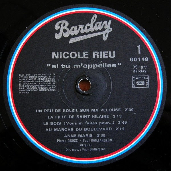 Nicole Rieu : Si Tu M'Appelles... (LP, Album)