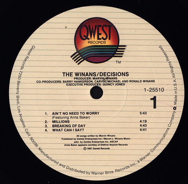 The Winans : Decisions (LP, Album, All)
