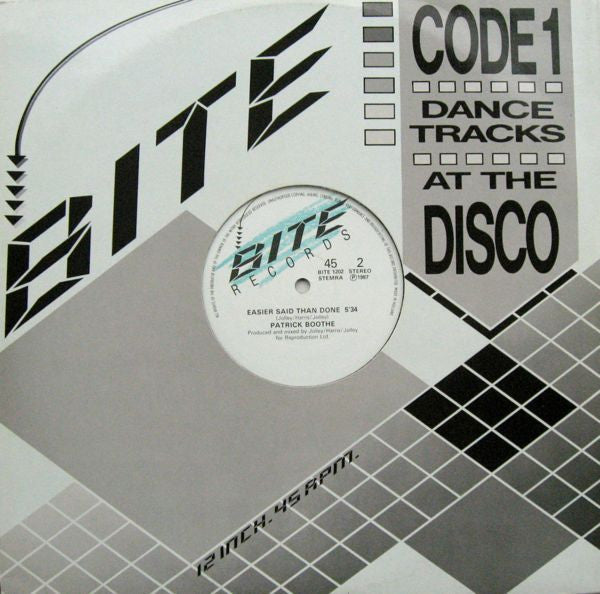 Patrick Boothe : Easier Said Than Done (12")