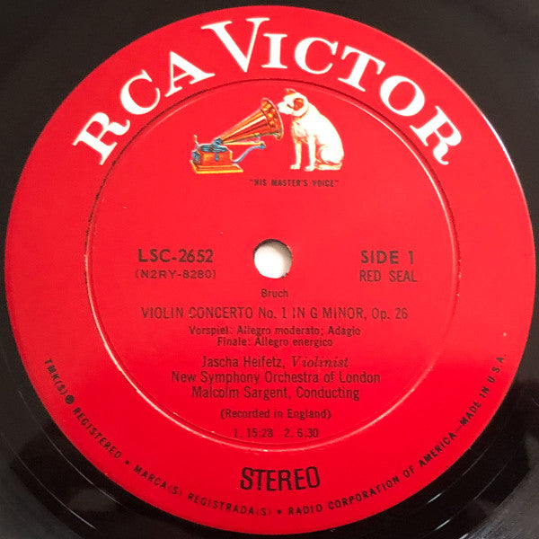 Heifetz*, Bruch* / Mozart* - New Symphony Orchestra Of London*, Sir Malcolm Sargent : Concerto In G Minor / Concerto In D Major (LP, RP, WD,)