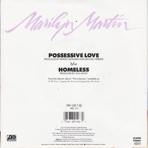 Marilyn Martin : Possessive Love (7", Single, Pap)