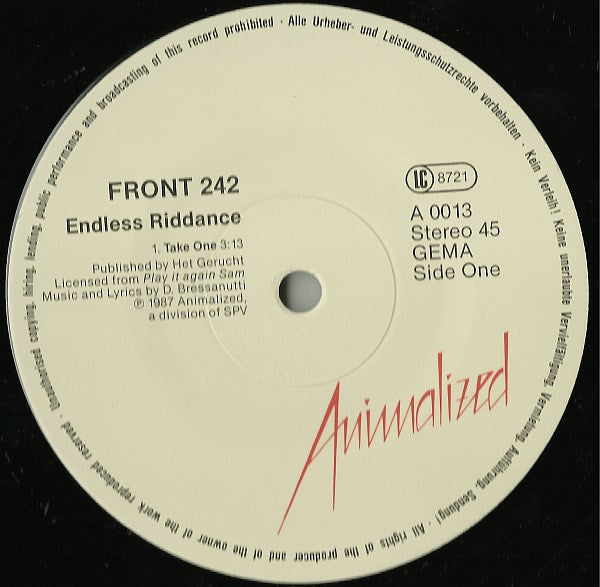 Front 242 : Endless Riddance (12", EP, RE)