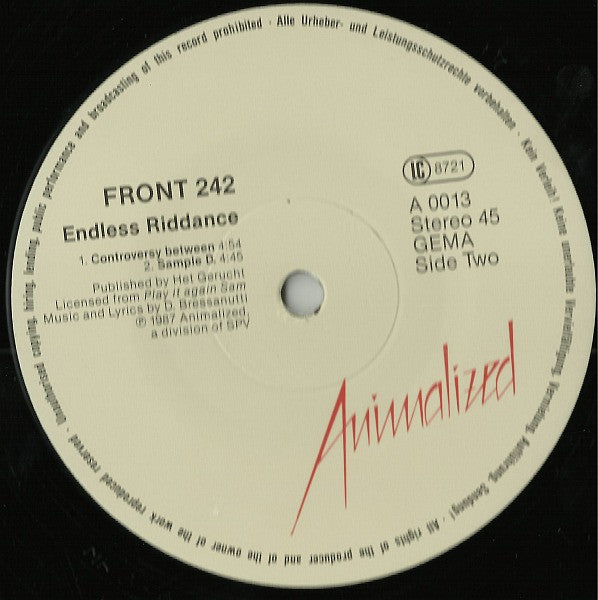 Front 242 : Endless Riddance (12", EP, RE)