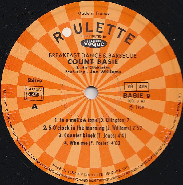 Count Basie Orchestra Featuring Joe Williams : Breakfast Dance And Barbecue (LP, Album, RE)