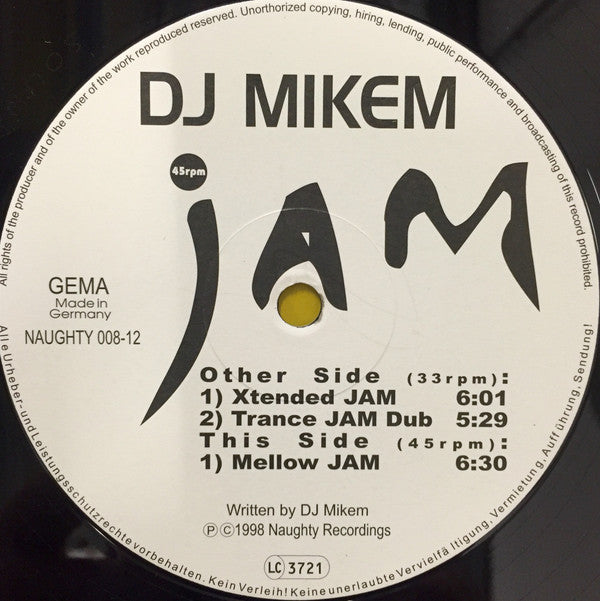 DJ Mikem : Jam (12")