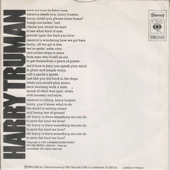 Chicago (2) : Harry Truman (7", Single)