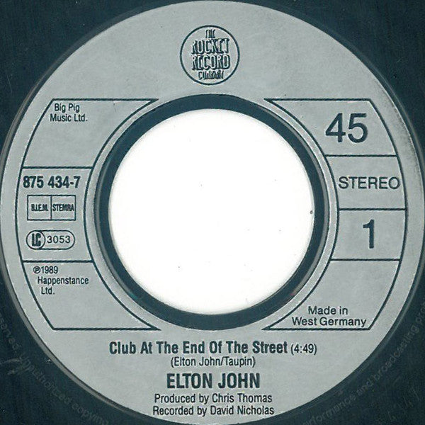 Elton John : Club At The End Of The Street (7", Single)